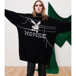 MONSE X Playboy Merino Wool Oversized Sweater Dress - Size Small